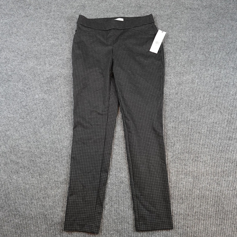 Calvin Klein Dress Pants Womens 6 Gray Houndstooth Skinny Pull On Work Office